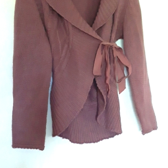Downeast Basics Purple Plum Sweater Cardigan Large Cocoon Tie Wrap Large - Picture 3 of 6